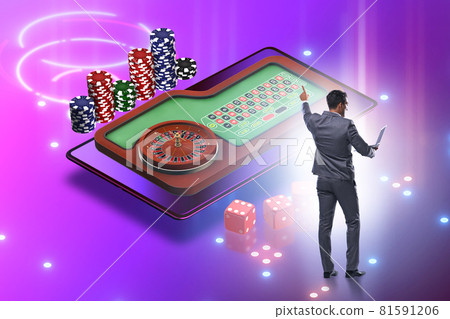 Businessman in online casino concept 81591206