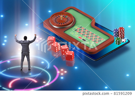 Businessman in online casino concept 81591209