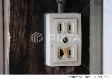 Power outlet burnt due to overload Power outlet burnt due to overload 81591347