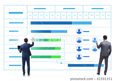 Businessman in project management concept 81591351