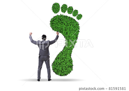 Ecology concept with green footprint and businessman Ecology concept with green footprint and businessman 81591581