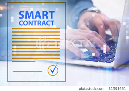 Smart contract as illustration of blockchain concept 81591661