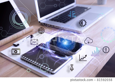 CG design of technology and hologram 81592038