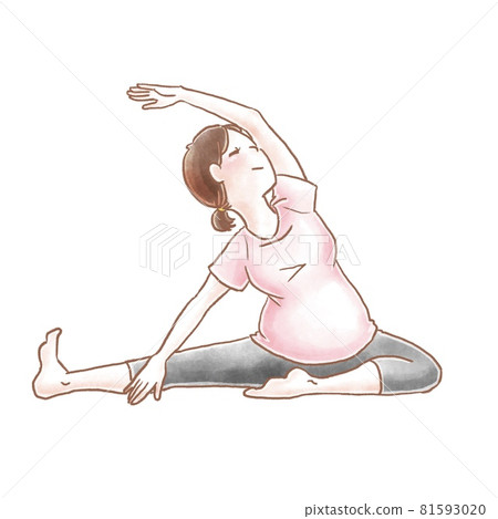 孕婦瑜伽姿勢伸展身體一側 81593020
