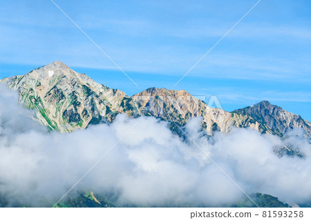 Summer Karamatsudake mountain climbing: Shirouma Sanzan seen from Happoone 81593258