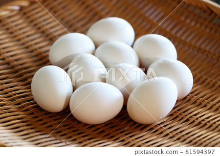 Fresh morning eggs in a colander 81594397