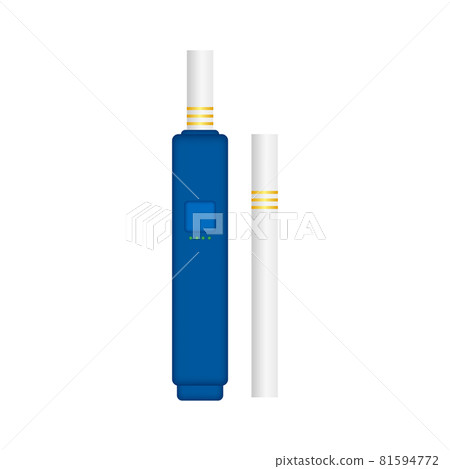 Smoking vs Vaping. Electronic Cigarette or Vaporizer Device and Tobacco Cigar. Vector illustration. 81594772