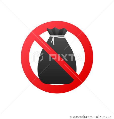 Flat red icon no garbage. Flat vector illustration. Vector icon. 81594792