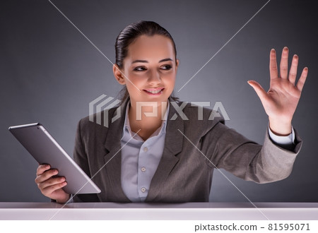 Woman with tablet computer in business concept Woman with tablet computer in business concept 81595071