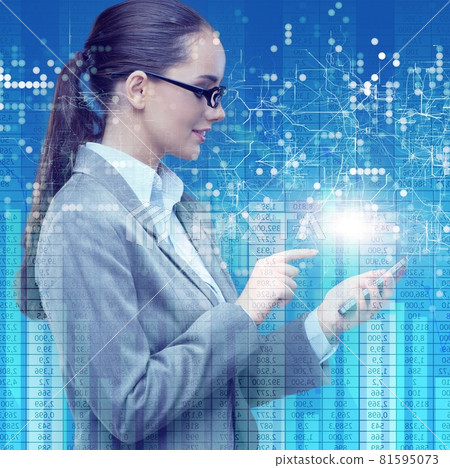 Businesswoman with mobile in business concept Businesswoman with mobile in business concept 81595073