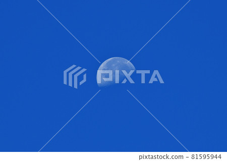 Hakushu-cho, Hokuto City, the moon of 19.5 years old that remains in the dawning sky (position: center) 81595944