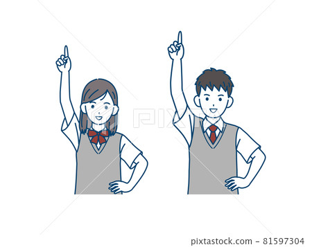 以第一名為目標的學生 初中生 高中生 初中生 男女 插圖素材 81597304