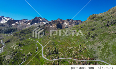 Kaunertal High Alpine Road in Austria - aerial view 81598025