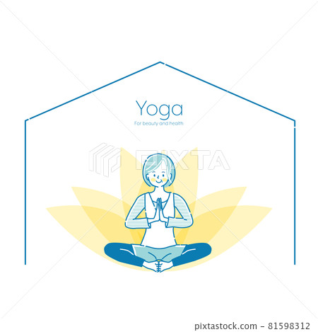 Illustration of a middle-aged woman doing yoga at home Illustration of a middle-aged woman doing yoga at home 81598312