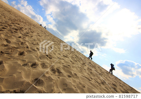 Photo of Tottori Sand Dunes and silhouette of a person in Japan Photo of Tottori Sand Dunes and silhouette of a person in Japan 81598717