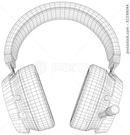 Headphones. EPS10 format. Wire-frame Vector created of 3d Headphones. EPS10 format. Wire-frame Vector created of 3d 81599044