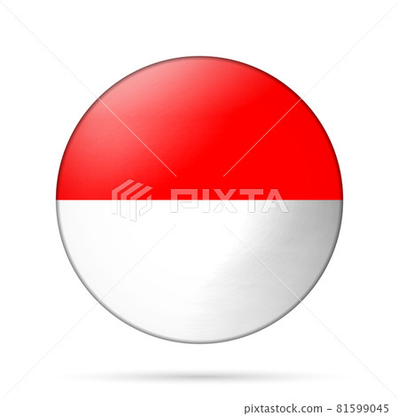 Glass light ball with flag of Indonesia. Round sphere, template icon. Indonesian national symbol. Glossy realistic ball, 3D abstract vector illustration highlighted on a white background. Big bubble Glass light ball with flag of Indonesia. Round sphere, template icon. Indonesian national symbol. Glossy realistic ball, 3D abstract vector illustration highlighted on a white background. Big bubble 81599045