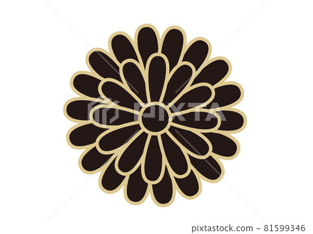 Japanese style motif of black and gold Yae chrysanthemum icon material Japanese style motif of black and gold Yae chrysanthemum icon material 81599346