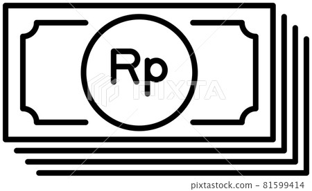 印尼盾鈔票線圖標 81599414