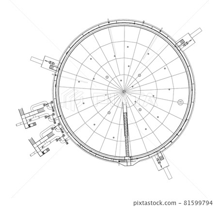 Large oil tank with floating roof. Vector Large oil tank with floating roof. Vector 81599794