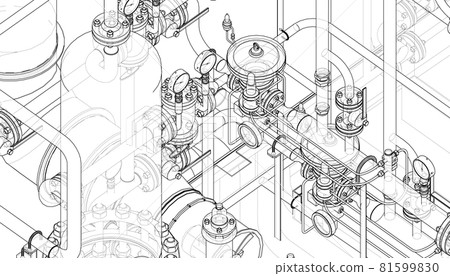 Valves and other industrial equipment. Vector 81599830
