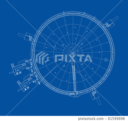 Large oil tank with floating roof. Vector 81599896
