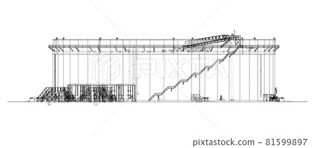 Large oil tank with floating roof. Vector 81599897