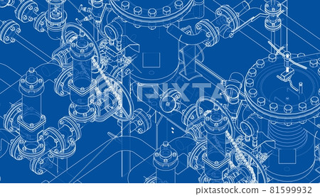 Valves and other industrial equipment. Vector 81599932
