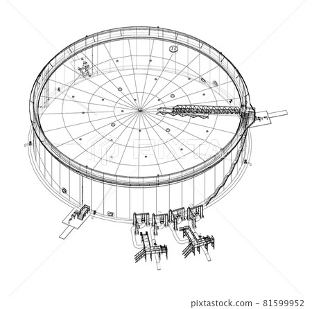 Large oil tank with floating roof. Vector 81599952