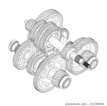 Gearbox sketch. Vector rendering of 3d 81599983