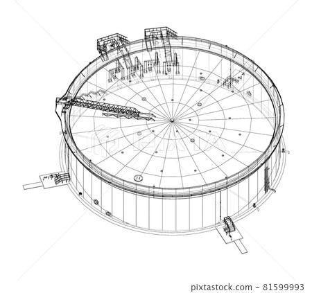 Large oil tank with floating roof. Vector Large oil tank with floating roof. Vector 81599993