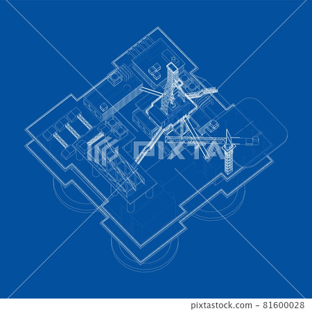 Offshore Oil Rig. Vector rendering of 3d Offshore Oil Rig. Vector rendering of 3d 81600028