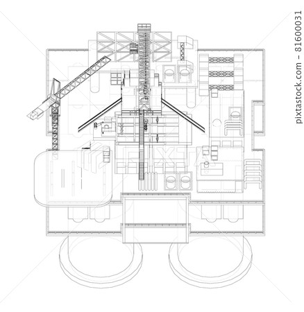 Offshore Oil Rig. Vector rendering of 3d Offshore Oil Rig. Vector rendering of 3d 81600031