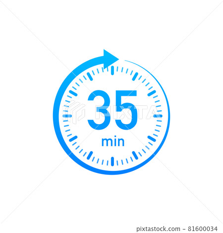 The 35 minutes, stopwatch vector icon. Stopwatch icon in flat style, timer on on color background. Vector illustration. 81600034