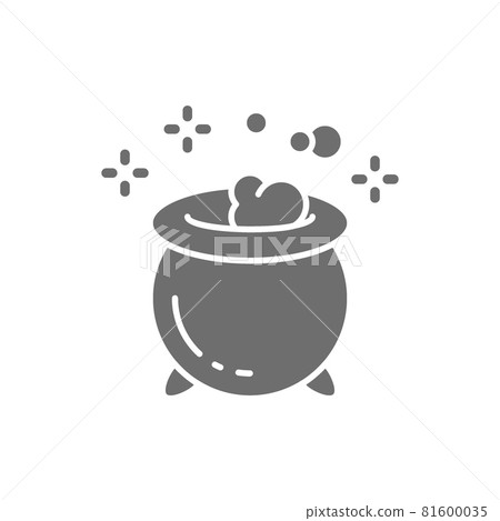 Magic potion pot for witches, halloween cauldron grey icon. Magic potion pot for witches, halloween cauldron grey icon. 81600035