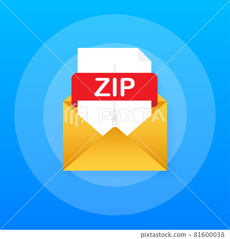 Download ZIP button. Downloading document concept. File with ZIP label and down arrow sign. Vector illustration. Download ZIP button. Downloading document concept. File with ZIP label and down arrow sign. Vector illustration. 81600038
