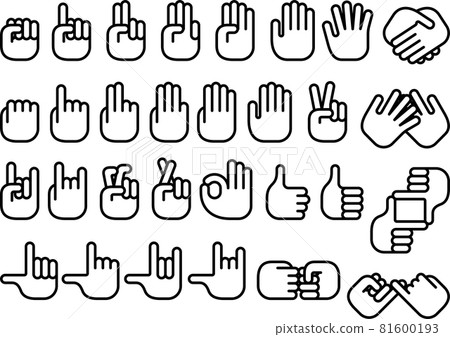 Simple line drawing hand sign set 81600193