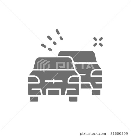 Overtaking, car traffic jam grey icon. Isolated on white background 81600399