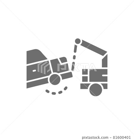 Evacuation car, tow truck grey icon. Isolated on white background 81600401