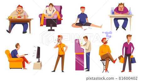 Addictions and bad habits of characters vector Addictions and bad habits of characters vector 81600402