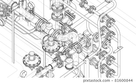 Valves and other industrial equipment. Vector 81600844