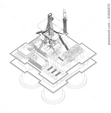 Offshore Oil Rig. Vector rendering of 3d 81600870