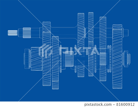 Gearbox sketch. Vector rendering of 3d 81600912