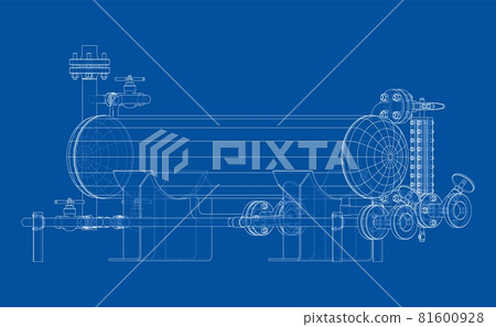 Industrial tank with valves. Vector 81600928