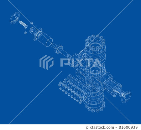 Blowout preventer. Vector rendering of 3d Blowout preventer. Vector rendering of 3d 81600939