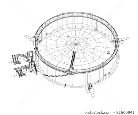 Large oil tank with floating roof. Vector 81600941