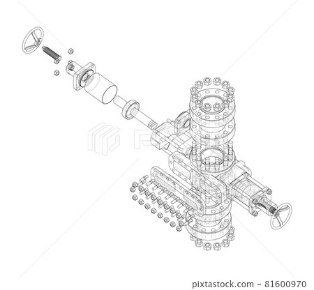 Blowout preventer. Vector rendering of 3d 81600970