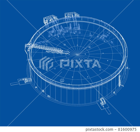 Large oil tank with floating roof. Vector 81600975