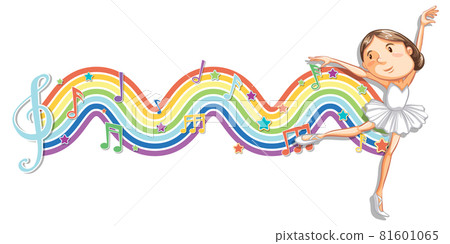 Ballerina with melody symbols on rainbow wave 81601065