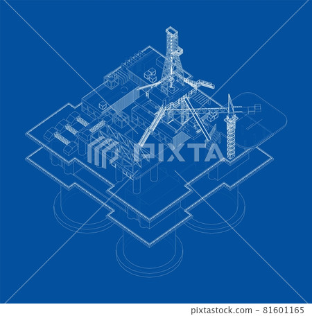 Offshore Oil Rig. Vector rendering of 3d 81601165